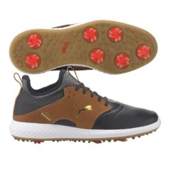 Puma IGNITE PWRADAPT Caged Crafted Golf Shoes Black/Leather Brown - 2021
