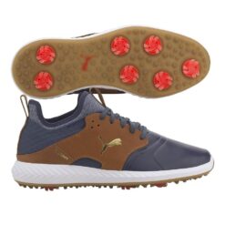 Puma IGNITE PWRADAPT Caged Crafted Golf Shoes Peacoat/Leather Brown - 2021