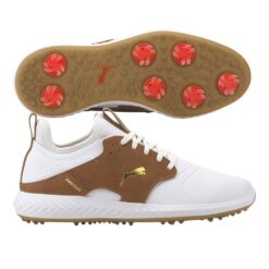Puma IGNITE PWRADAPT Caged Crafted Golf Shoes White/Leather Brown - 2021